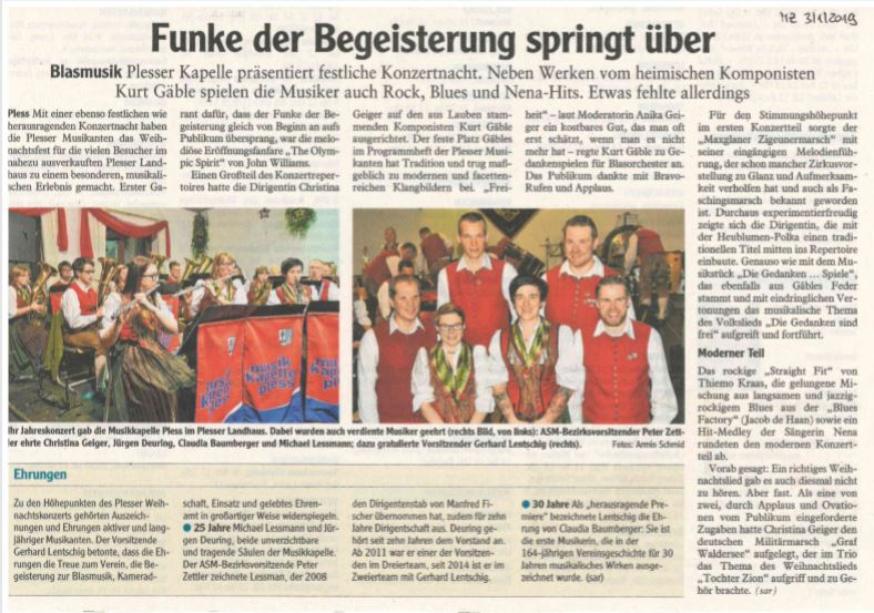 Zeitungsbericht Konzert 2018